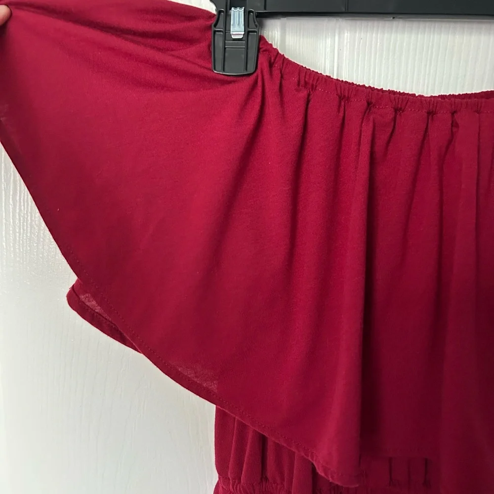 Verabendi Off the Shoulder Summer Long Burgundy Red Dress Size 8/10 - Picture 11 of 11